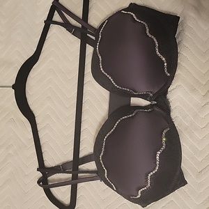 Pleasure State Black Bra with bling Size 34DD